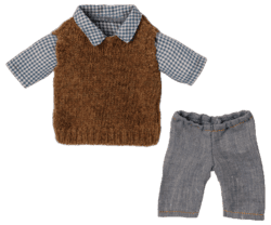 Maileg - Bluse, slipover og bukser til Teddy far