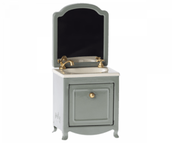 Maileg - Chest of drawers with sink and mirror, Mouse - Dark mint