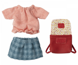 Maileg - Tøj og taske, til storesøster mus - Rød