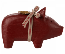 Maileg - Pig candlestick, Small - Red