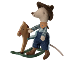 Maileg - Cowboy mouse on rocking horse, Little brother - Expected delivery by: 20-06-25