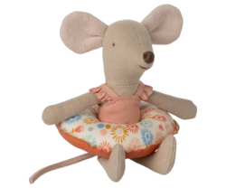 Maileg - Beach mouse with swim ring, Little sister - Flowers - Pre-order - expected in stock 05-20-2025