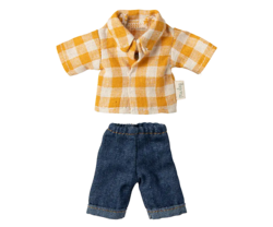 Maileg - Checkered Yellow Shirt and Pants, Dad Mouse - Pre-order - expected in stock 10-3-2025