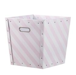 Storage box striped pink / white