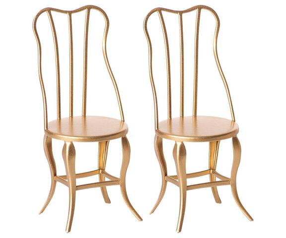 Maileg - Vintage chairs micro in gold - set of 2 pcs.