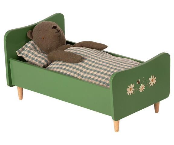 Maileg - Wooden bed - Dusty green - to Teddy far