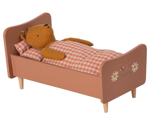 Maileg - Wooden bed - Rose to Teddy Mom - 13 cm.
