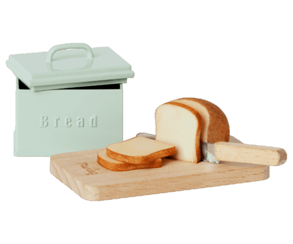 Maileg - Miniature bread box w. cutting board and knife -
