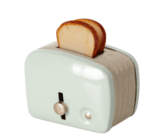 Maileg - Miniature brødrister og  brød (toaster) mint