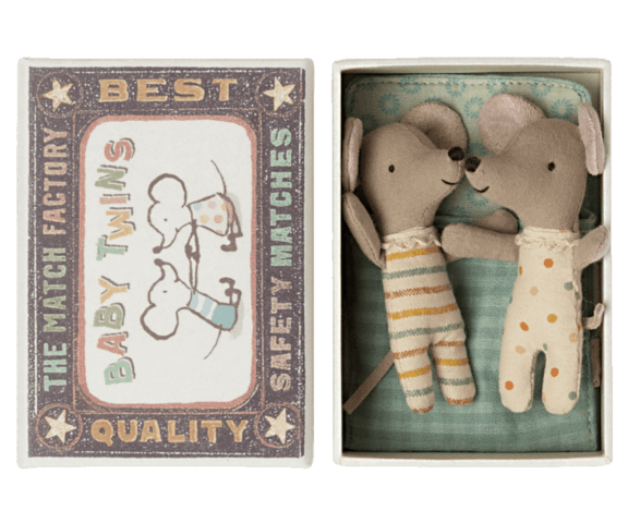 Maileg - Twins, Baby mouse in matchbox