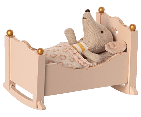 Maileg - Cradle, Baby mouse - Rose - Expected in stock from 15/3-2022