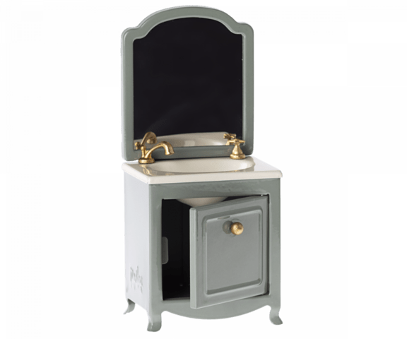 Maileg - Chest of drawers with sink and mirror, Mouse - Dark mint - Pre-order - Expected in stock from 15. Sept. 22