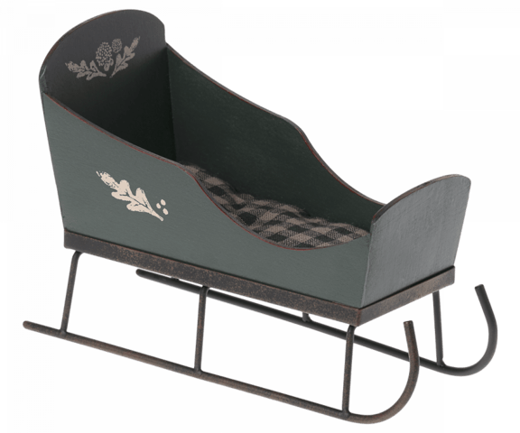 Maileg - Sleigh, Mini - Green - Pre-order - Expected in stock from 15. Sept. 22