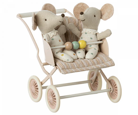 Maileg - Stroller - Baby mouse - Pink
