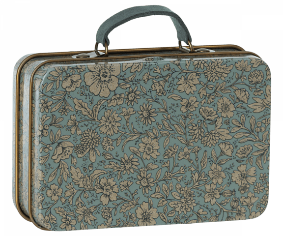Maileg - Small suitcase, Blossom - Blue - Pre-order - Expected in stock from 15/3-23