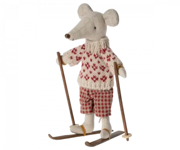 Maileg - Ski and ski poles, Mum & Dad mouse - Expected delivery: 1/11/2023
