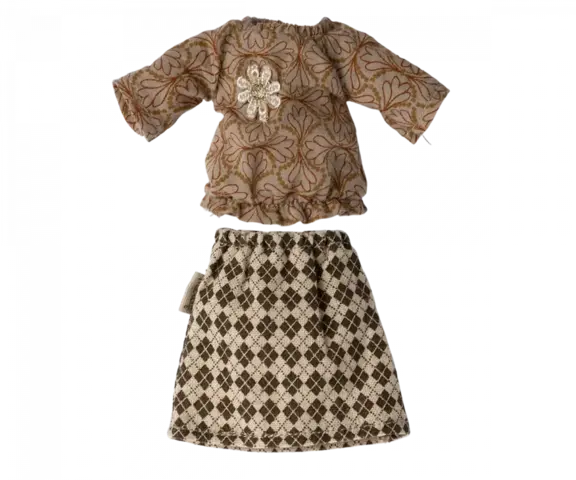Maileg - Bluse og nederdel til bedstemor mus