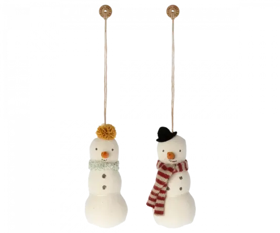 Maileg - Snowman ornament, 2 pcs in metal suitcase