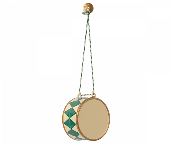 Maileg - Metal ornament, stor tromme - mørk grøn
