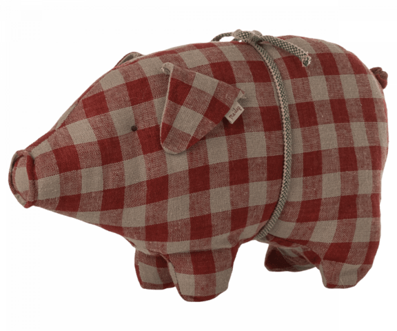 Maileg - Pig small - red check - Pre-order - Expected to be in stock from 15/9-2023