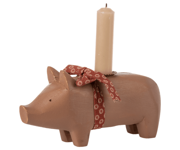 Maileg - Pig candlestick, Medium - Old pink