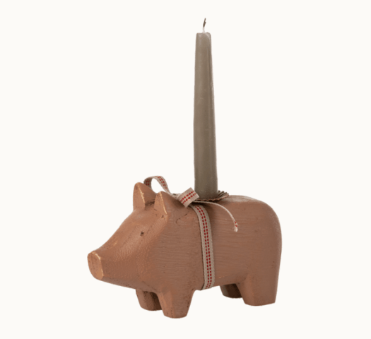 Maileg - Pig candlestick, Small - Old pink