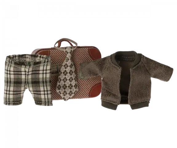 Maileg - Jakke, bukser og slips i kuffert, Bedstefar mus - Forventet levering: 01/04/2024