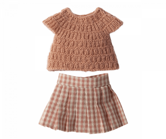 Maileg - Strikket bluse og nederdel, Str. 3