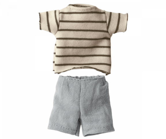 Maileg - Stribet bluse og shorts, Str. 1