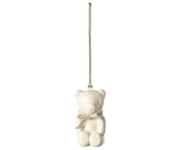 Maileg - Metal ornaments, Teddy bear - Off white/Pink - Pre-order - Expected in stock from 1/10-2024