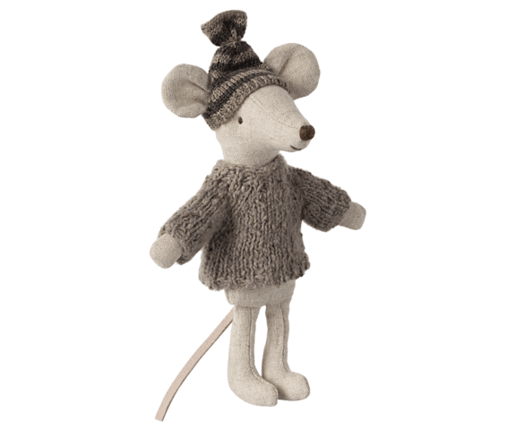Maileg - Knitted sweater and hat, Mouse, for big brother or big sister - Choose between 2 models - Pre-order - Expected in stock 15-11-24 - 2024