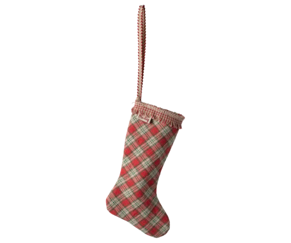 Maileg - Sock ornaments, checks - red - 2024 - Pre-order - Expected in stock from 15/10-2024