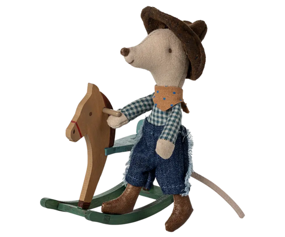 Maileg - Cowboy mouse on rocking horse, Little brother - Expected delivery by: 20-06-25