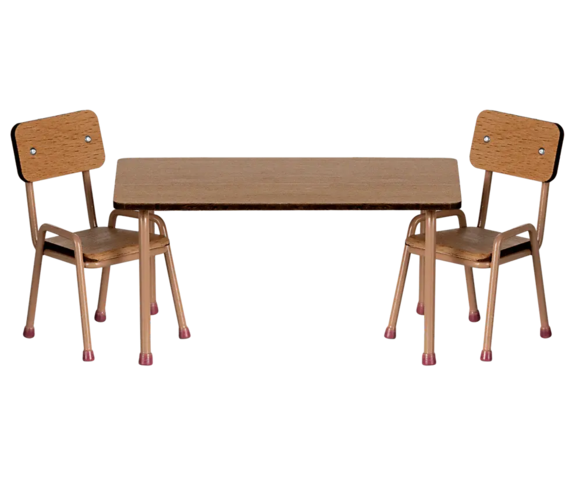 Maileg - Table and chairs, mouse - Dark powder