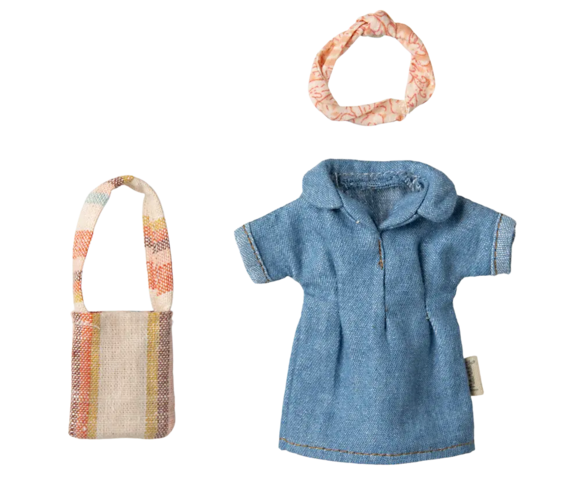 Maileg - Denim dress and bag, for Mom mouse - Pre-order - expected in stock 20-3-2025