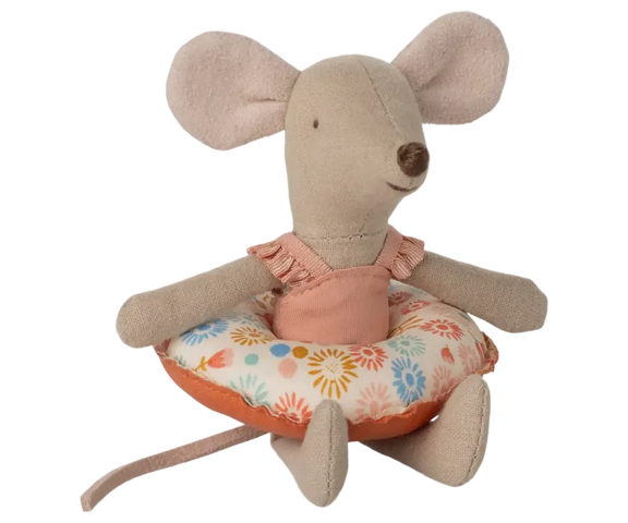 Maileg - Beach mouse with bathing ring, Little Sister - Available in 3 different models - pre-order - expected in stock from 20-5-2025