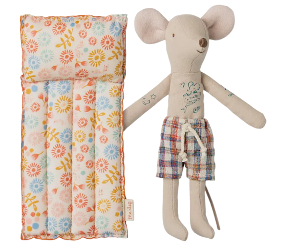 Maileg - Beach mouse with air mattress, Dad - Flowers - pre-order - expected in stock from 20-5-2025