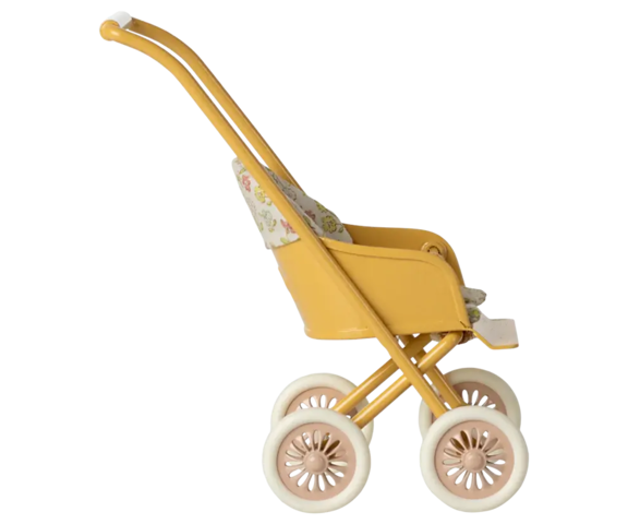 Maileg - Stroller, Micro - Yellow - Pre-order - Expected in stock 20-4-2024