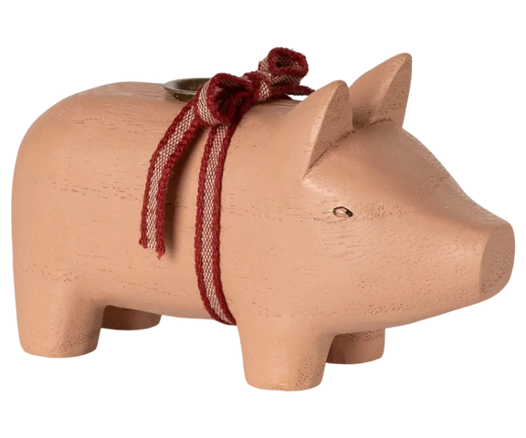 Maileg - Trælysestage, Gris - Lille - Rosa - 2025