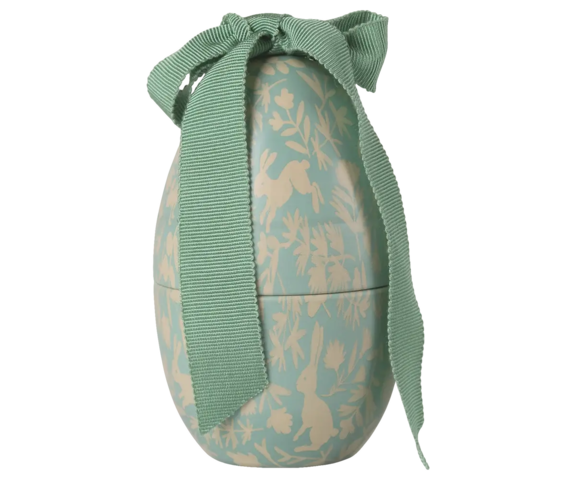 Mint metal påskeæg med dyreprint og blød sløjfe