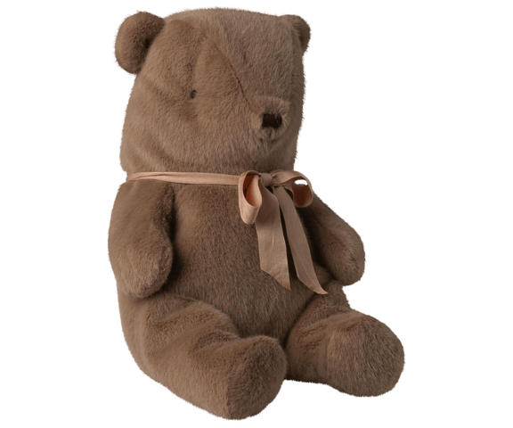 Lys brun bamse i blød plys med venligt udtryk