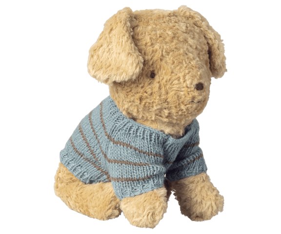 Hvalpetilbehør til plyshvalp – sweater, frakke og hat til leg og hygge