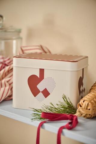 Ib Laursen - Cookie tin w/braided Christmas hearts, square