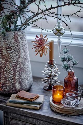 Bloomingville - Sanga Bakke m/fyrfadsstage, Brun, Glas