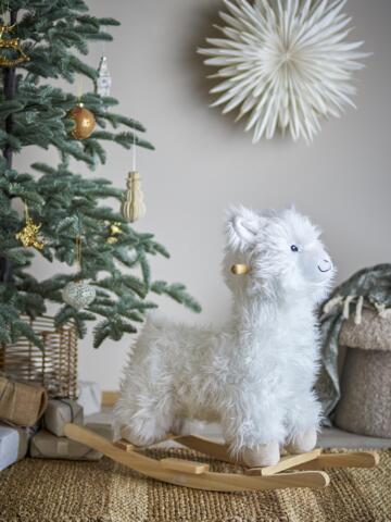 Bloomingville - Kinto Gyngehest, Lama, Hvid, Polyester