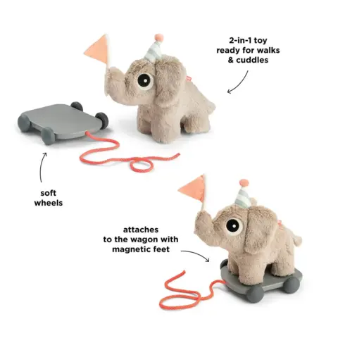 Done By Deer - 2-i-1 Trækdyr elefant - Elphee - Sand