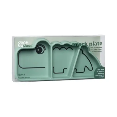 Done By Deer - Silicone Stick&Stay snack plate Croco - Green