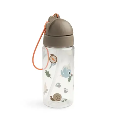 Done By Deer - Drinking bottle w/straw - Tiny trails - 350 ml - Choose sand and green