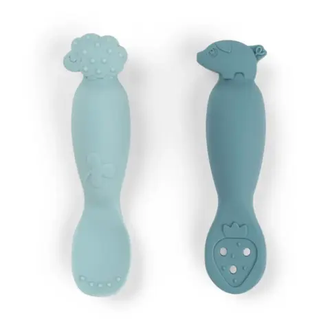 Done By Deer - Learning spoon set - Tiny farm - Choose between blue and powder