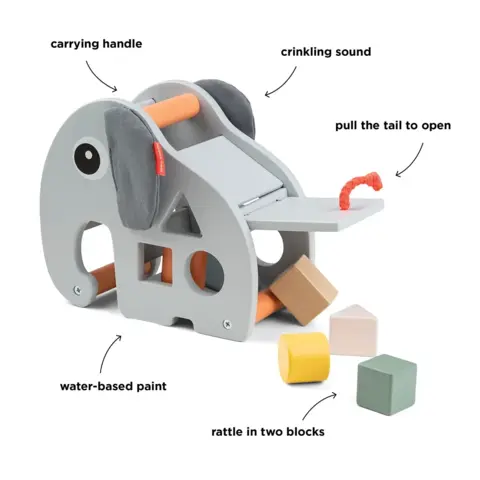 Done By Deer - Sorting box - Elphee - Elephant - Grey